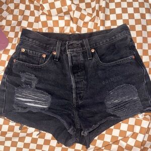 High-Rise Black Distressed Women’s Denim Shorts
